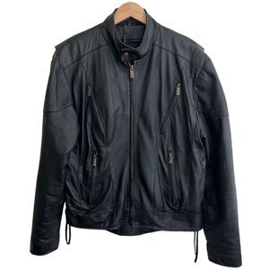 Vilanto Men’s Motorcycle Authentic Black Leather Jacket Size Medium